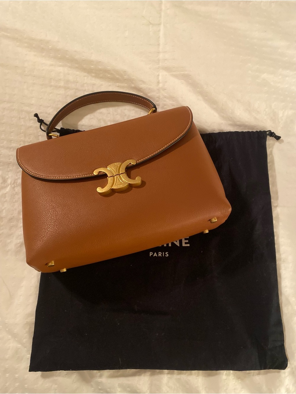 Luxury Nino Designer Style Bag in Cognac Leather with Gold Hardware